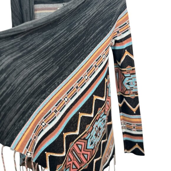 Billabong Long, Open Front Cardigan Size Small Boho Beachy Preppy Azetec Surfing - Picture 4 of 8